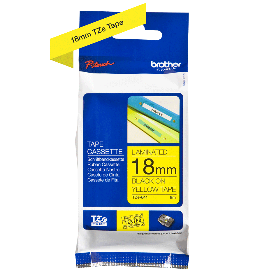 TZe-641 18mm Sarı üzerine Siyah Laminasyonlu Etiket - 2