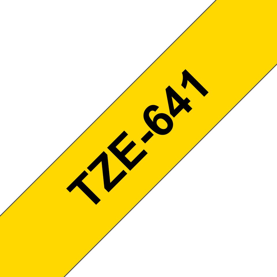 TZe-641 18mm Sarı üzerine Siyah Laminasyonlu Etiket (TZe Tape) - Thumbnail