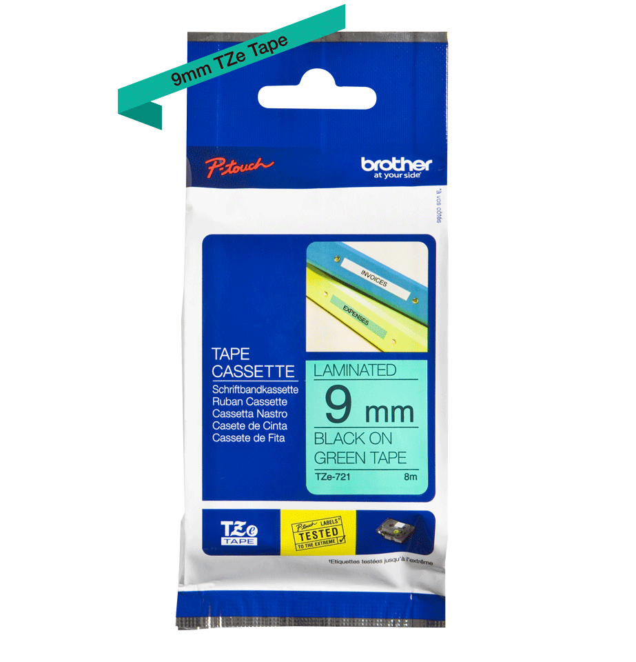 TZe-721 9mm Yeşil üzerine Siyah Laminasyonlu Etiket - 2
