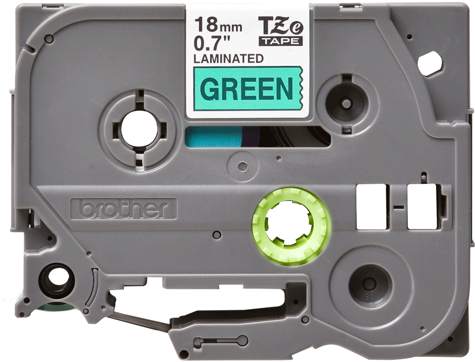 Brother - TZe-741 18mm Yeşil üzerine Siyah Laminasyonlu Etiket (TZe Tape)