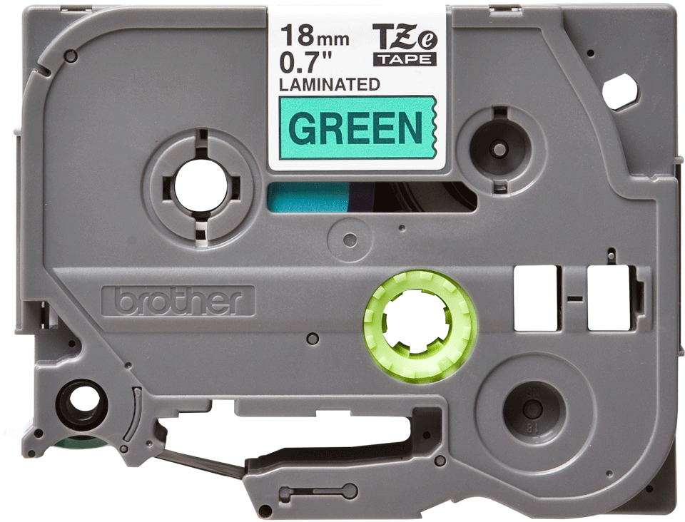 TZe-741 18mm Yeşil üzerine Siyah Laminasyonlu Etiket - 1