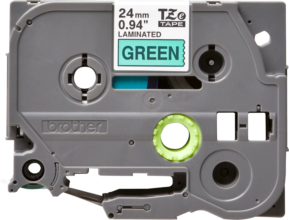Brother - TZe-751 24mm Yeşil üzerine Siyah Laminasyonlu Etiket (TZe Tape)