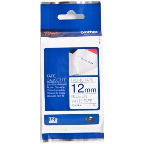 Brother - TZe-FAE3 12mm Kumaş Etiketi Pembe üzerine Mavi (TZe Tape)