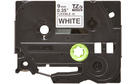 TZe-FX221 9mm Beyaz üzerine Siyah Esnek Laminasyonlu Etiket (TZe Tape) - Thumbnail