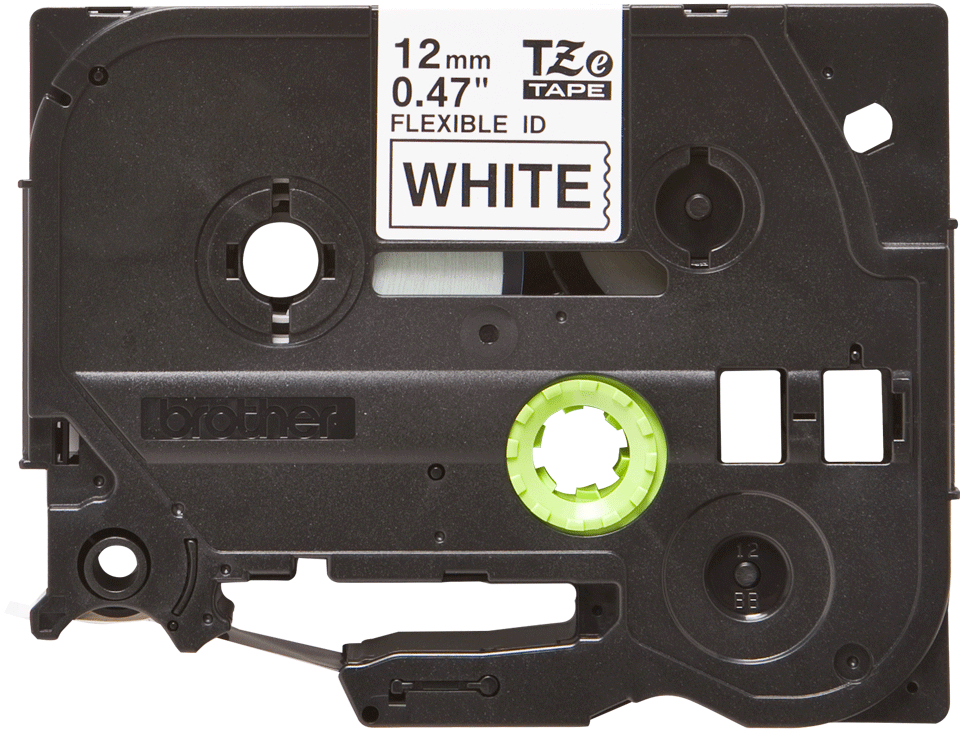 Brother - TZe-FX231 12mm Beyaz üzerine Siyah Esnek Laminasyonlu Etiket (TZe Tape)