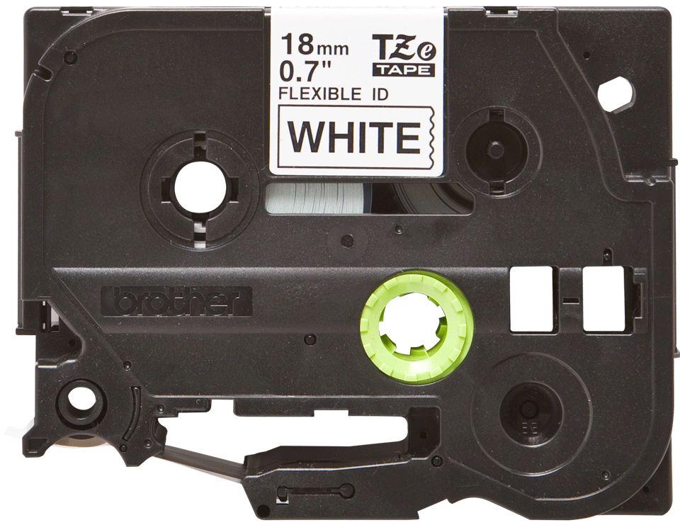 Brother - TZe-FX241 18mm Beyaz üzerine Siyah Esnek Laminasyonlu Etiket (TZe Tape)