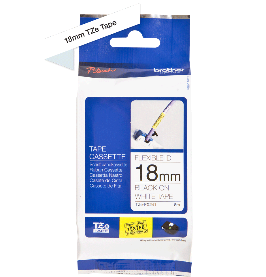TZe-FX241 18mm Beyaz üzerine Siyah Esnek Etiket - 2