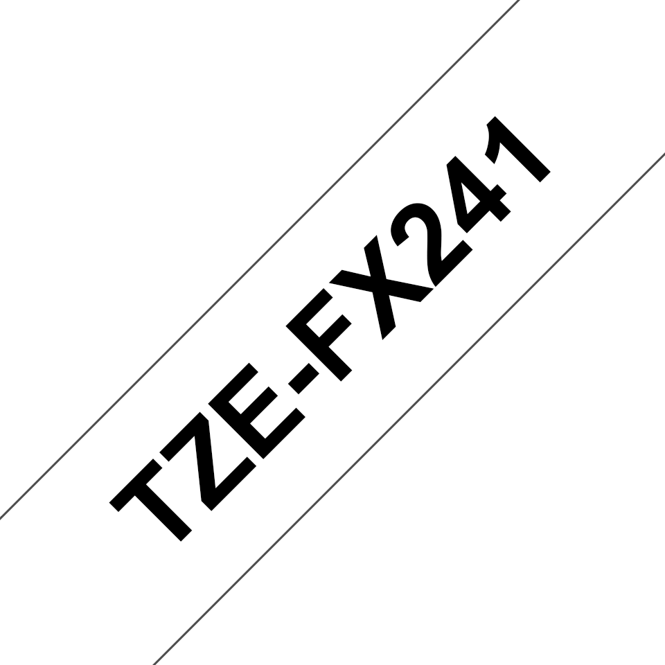 TZe-FX241 18mm Beyaz üzerine Siyah Esnek Laminasyonlu Etiket (TZe Tape) - Thumbnail