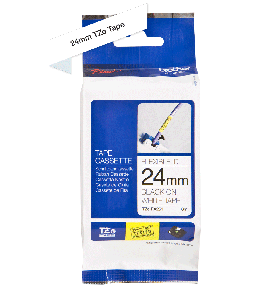 TZe-FX251 24mm Beyaz üzerine Siyah Esnek Etiket - 2
