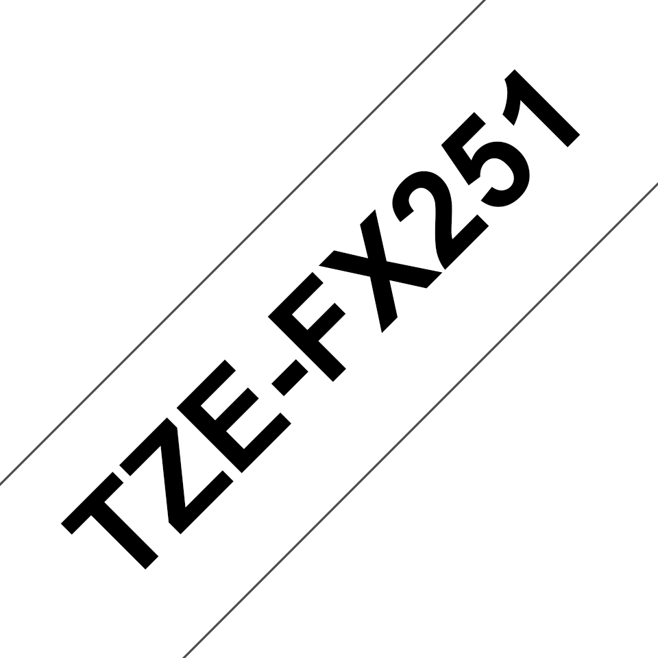 TZe-FX251 24mm Beyaz üzerine Siyah Esnek Laminasyonlu Etiket (TZe Tape) - Thumbnail