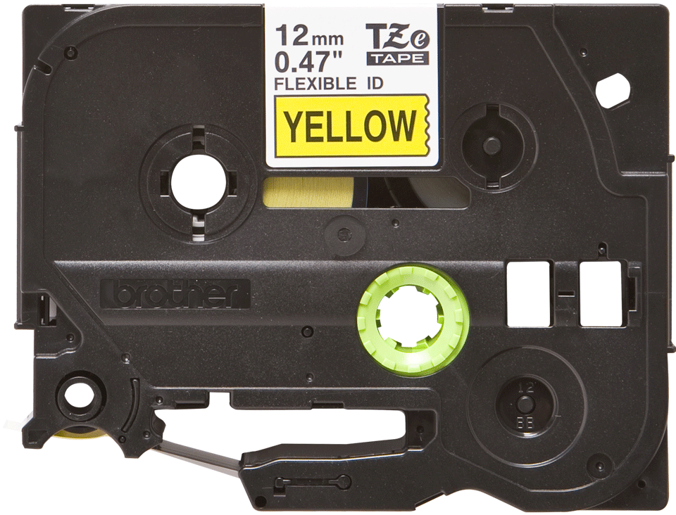 Brother - TZe-FX631 12mm Sarı üzerine Siyah Esnek Laminasyonlu Etiket (TZe Tape)