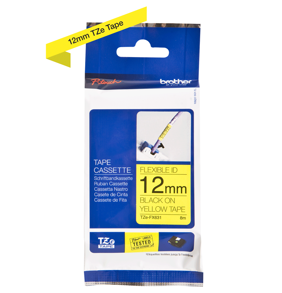 TZe-FX631 12mm Sarı üzerine Siyah Esnek Etiket - 2