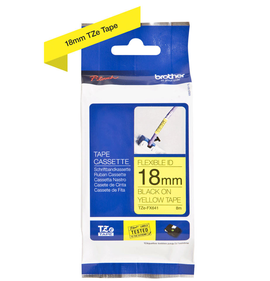 TZe-FX641 18mm Sarı üzerine Siyah Esnek Laminasyonlu Etiket - 2