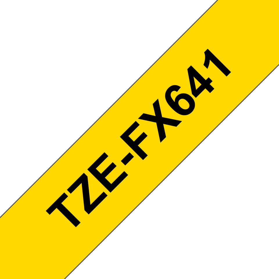 TZe-FX641 18mm Sarı üzerine Siyah Esnek Laminasyonlu Etiket (TZe Tape) - Thumbnail