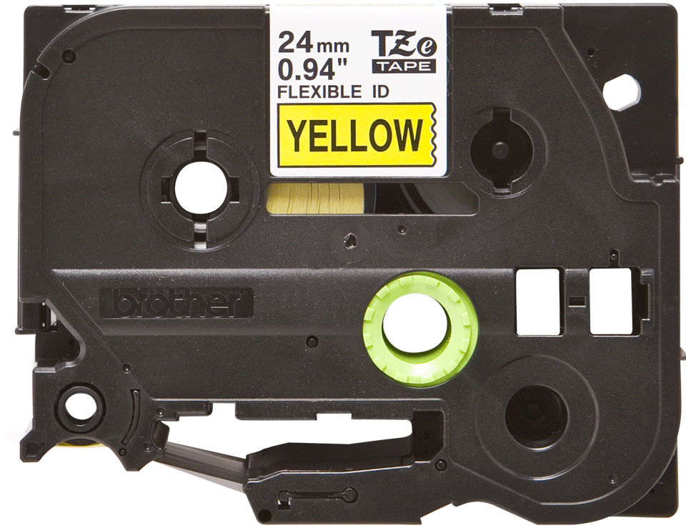 Brother - TZe-FX651 24mm Sarı üzerine Siyah Esnek Laminasyonlu Etiket (TZe Tape)
