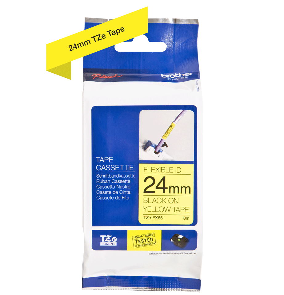 TZe-FX651 24mm Sarı üzerine Siyah Esnek Etiket - 2