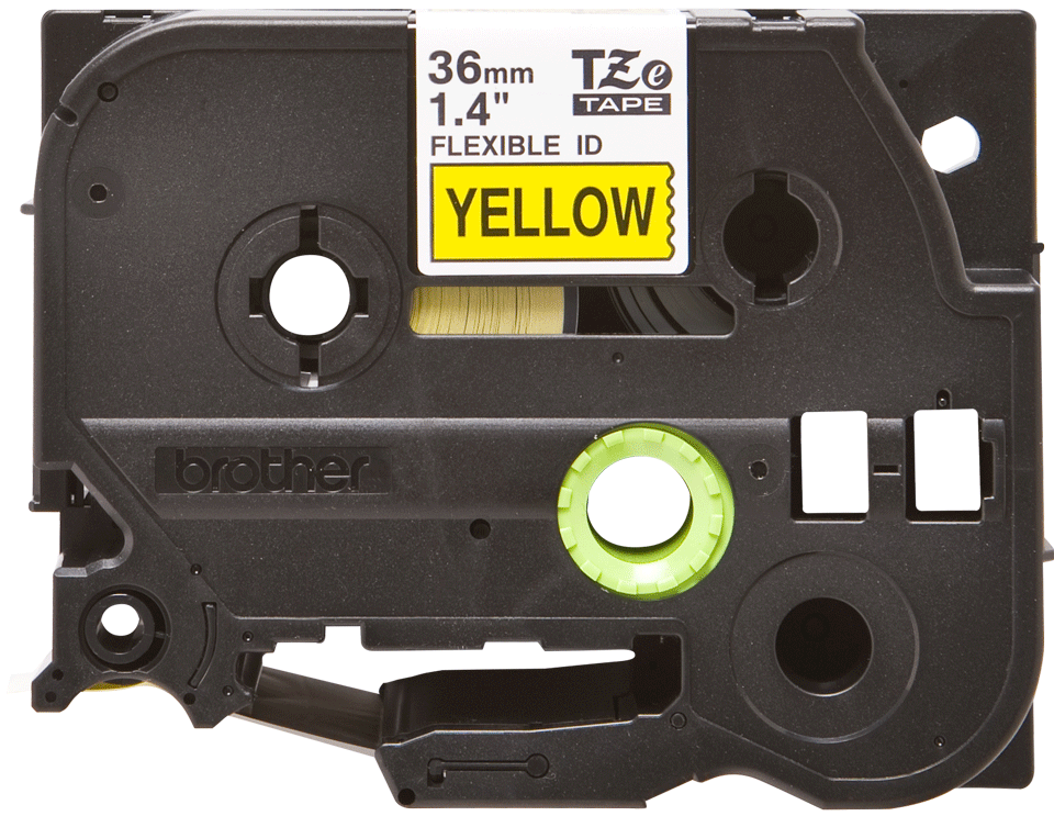 Brother - TZe-FX661 36mm Sarı üzerine Siyah Esnek Laminasyonlu Etiket (TZe Tape)