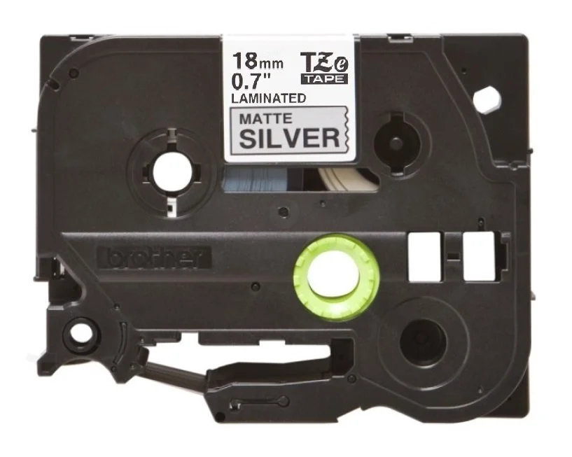 TZe-M941 18mm Mat Gümüş üzerine Siyah Laminasyonlu Etiket (TZe Tape) - Thumbnail