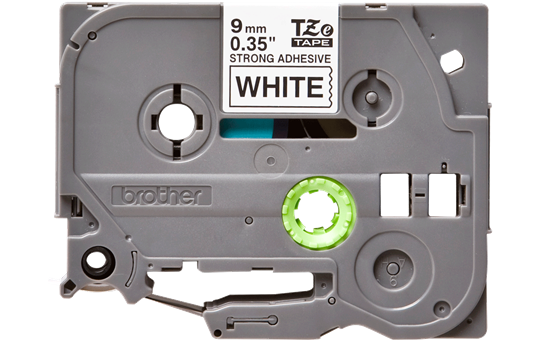 TZe-S221 9mm Beyaz üzerine Siyah Güçlü Yapışkanlı Laminasyonlu Etiket (TZe Tape) - Thumbnail