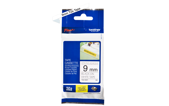 TZe-S221 9mm Beyaz Siyah Güçlü Yapışkanlı Etiket - 2