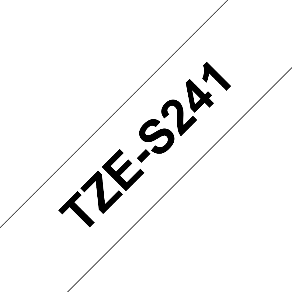 TZe-S241 18mm Beyaz üzerine Siyah Güçlü Yapışkanlı Laminasyonlu Etiket (TZe Tape) - Thumbnail