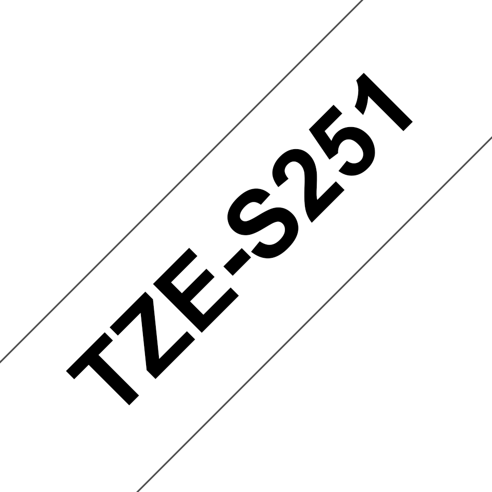 TZe-S251 24mm Beyaz üzerine Siyah Güçlü Yapışkanlı Laminasyonlu Etiket (TZe Tape) - Thumbnail