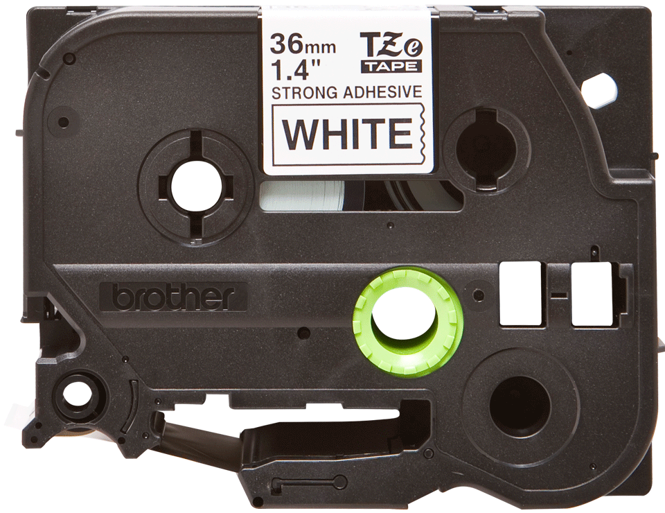 Brother - TZe-S261 36mm Beyaz üzerine Siyah Güçlü Yapışkanlı Laminasyonlu Etiket (TZe Tape)