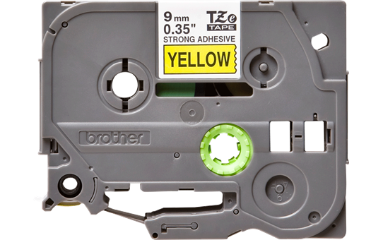 Brother - TZe-S621 9mm Sarı üzerine Siyah Güçlü Yapışkanlı Laminasyonlu Etiket (TZe Tape)