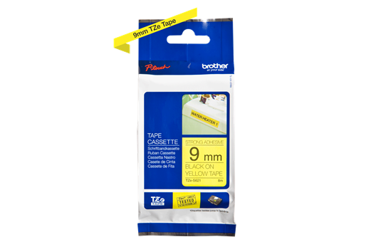 TZe-S621 9mm Sarı Siyah Güçlü Yapışkanlı Etiket - 2
