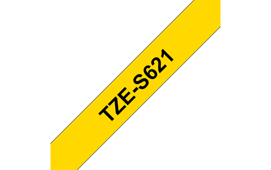 TZe-S621 9mm Sarı üzerine Siyah Güçlü Yapışkanlı Laminasyonlu Etiket (TZe Tape) - Thumbnail
