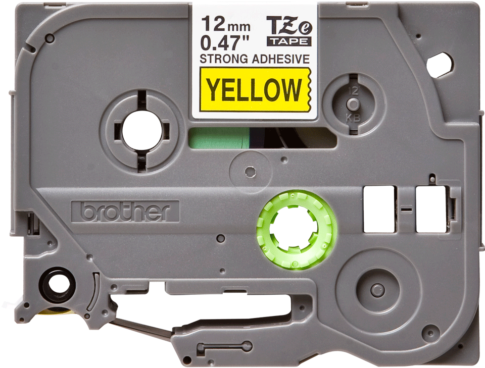 Brother - TZe-S631 12mm Sarı üzerine Siyah Güçlü Yapışkanlı Laminasyonlu Etiket (TZe Tape)