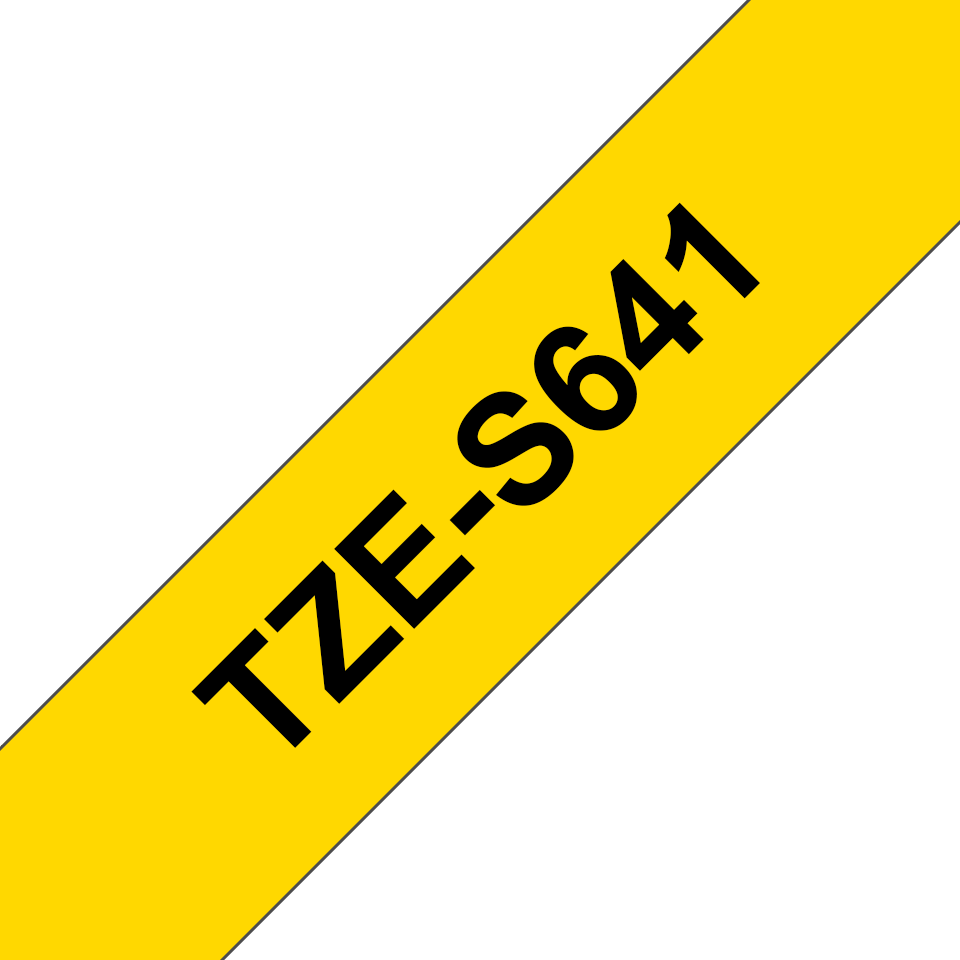 TZe-S641 18mm Sarı üzerine Siyah Laminasyonlu Ekstra Güçlü Etiket (TZe Tape) - Thumbnail