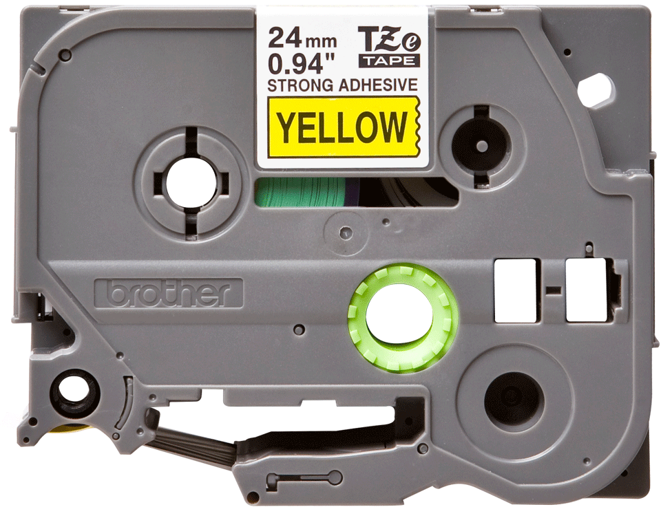 Brother - TZe-S651 24mm Sarı üzerine Siyah Güçlü Yapışkanlı Laminasyonlu Etiket (TZe Tape)