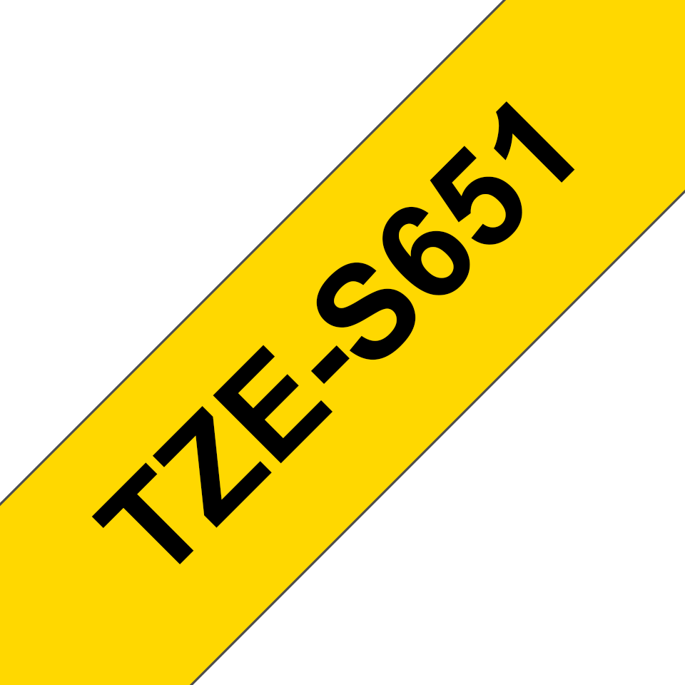 TZe-S651 24mm Sarı üzerine Siyah Güçlü Yapışkanlı Laminasyonlu Etiket (TZe Tape) - Thumbnail
