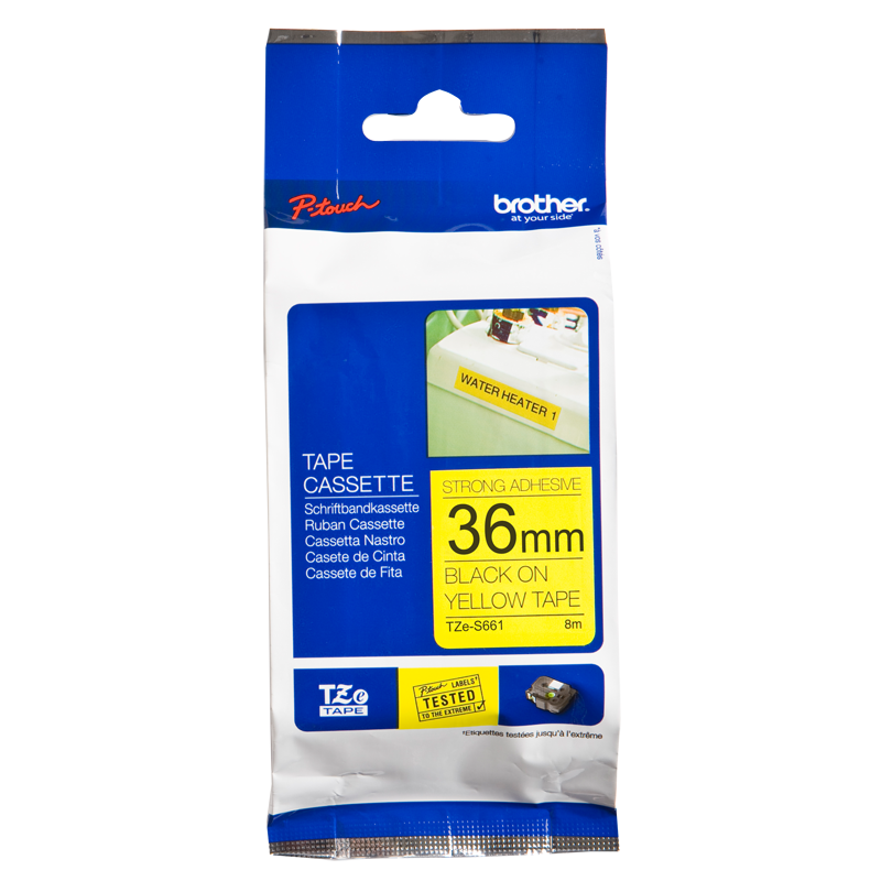 TZe-S661 36mm Sarı Siyah Güçlü Yapışkanlı Etiket - 2